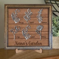 Custom Grandma's Garden Birth Month Flower Frame With Grandkids Names For Mother's Day