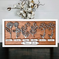 Custom Grandma's Garden Birth Month Flower Frame With Grandkids Names For Mother's Day