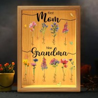 Custom First Mom Now Grandma Birth Flower Light Box Mother's Day Gift